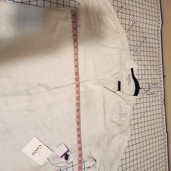 Cece Elbow Sleeve Open Collar Blouse NWT White XXL Faint Discoloration - Picture 4 of 12